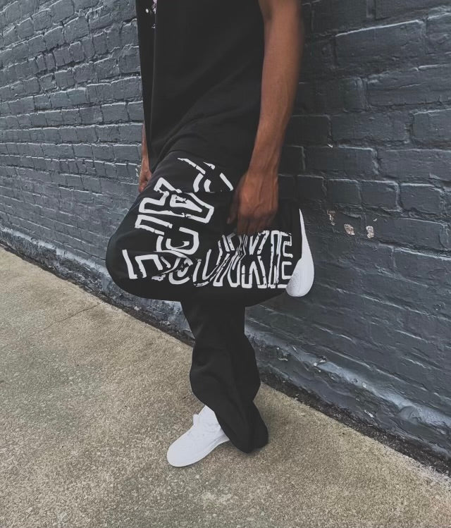 Black Baggy Nylon Trackpants