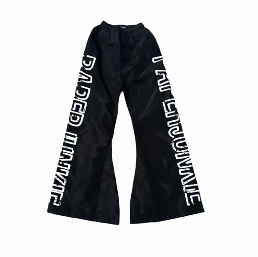 Black Baggy Nylon Trackpants